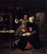Gabriel Metsu Portrait of the Artist with His Wife Isabella de Wolff in a Tavern oil painting reproduction